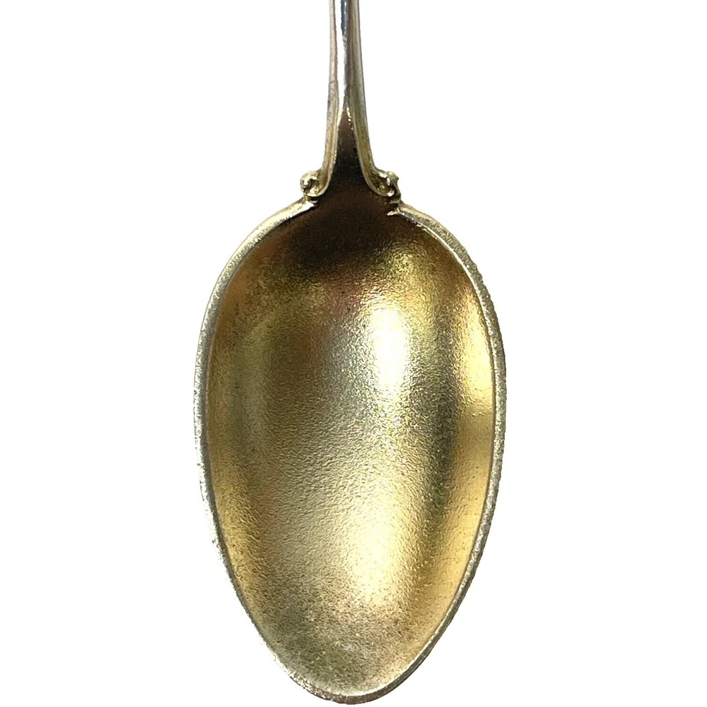 Rare Antique Silver Souvenir Spoon 4.7 inch Red Blue Enamel Handle Collectable